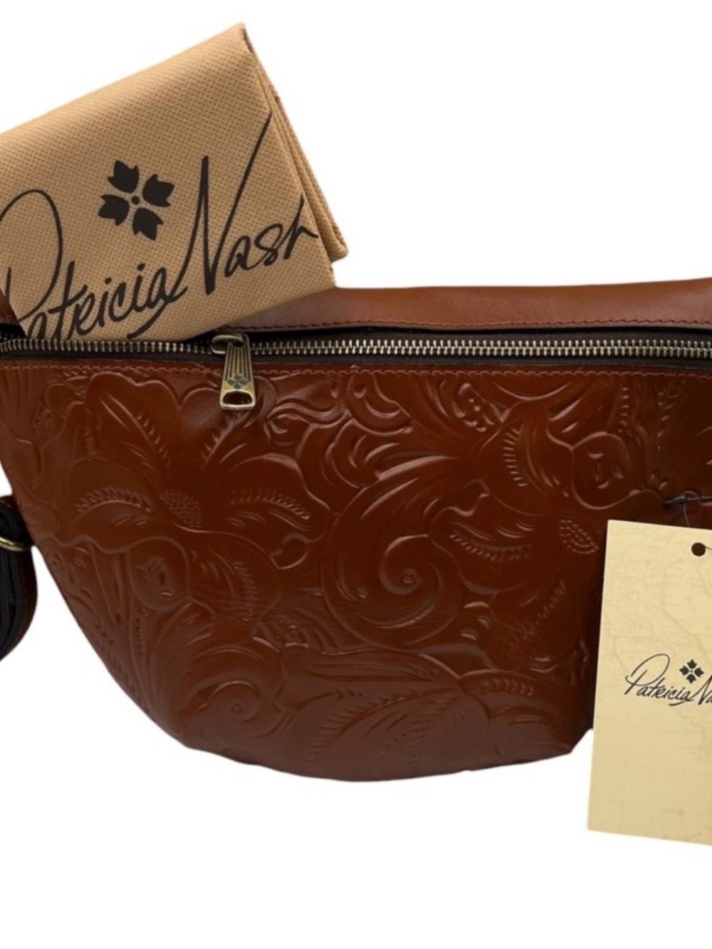 Patricia Nash Brown Gorgeous Tooled Leather Beautiful Bag - Tinchi Florence
